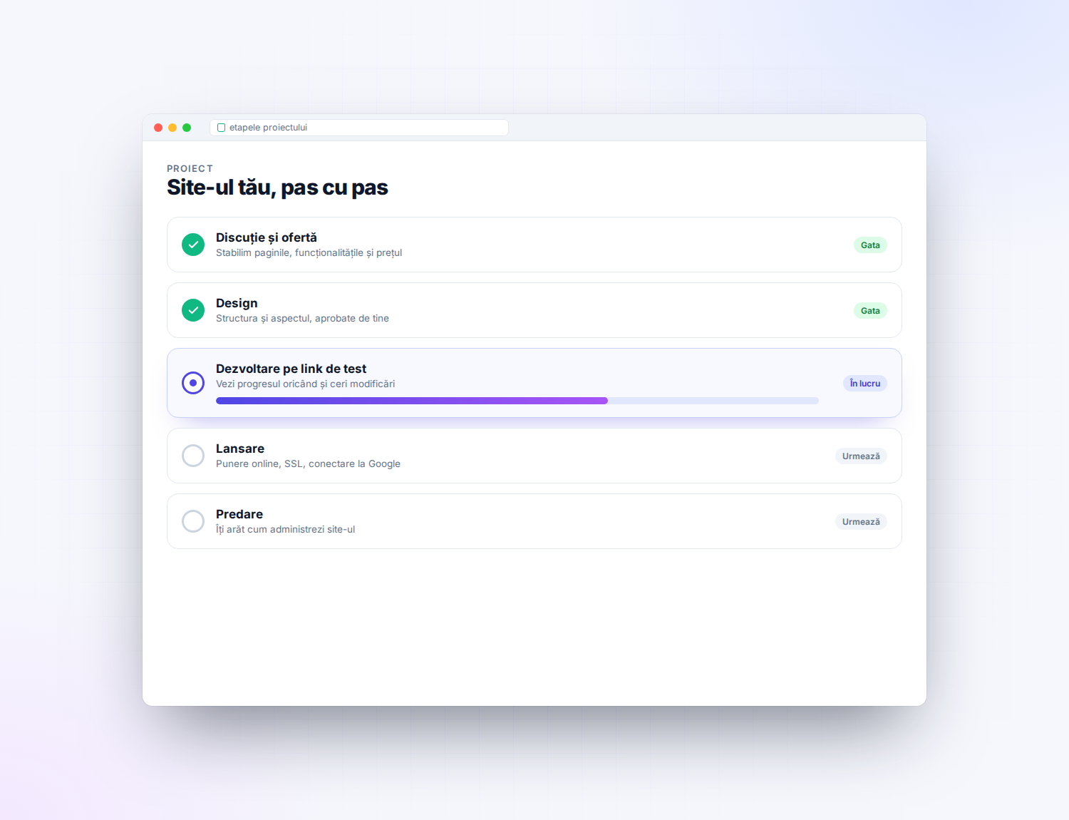 Etapele unui proiect de site