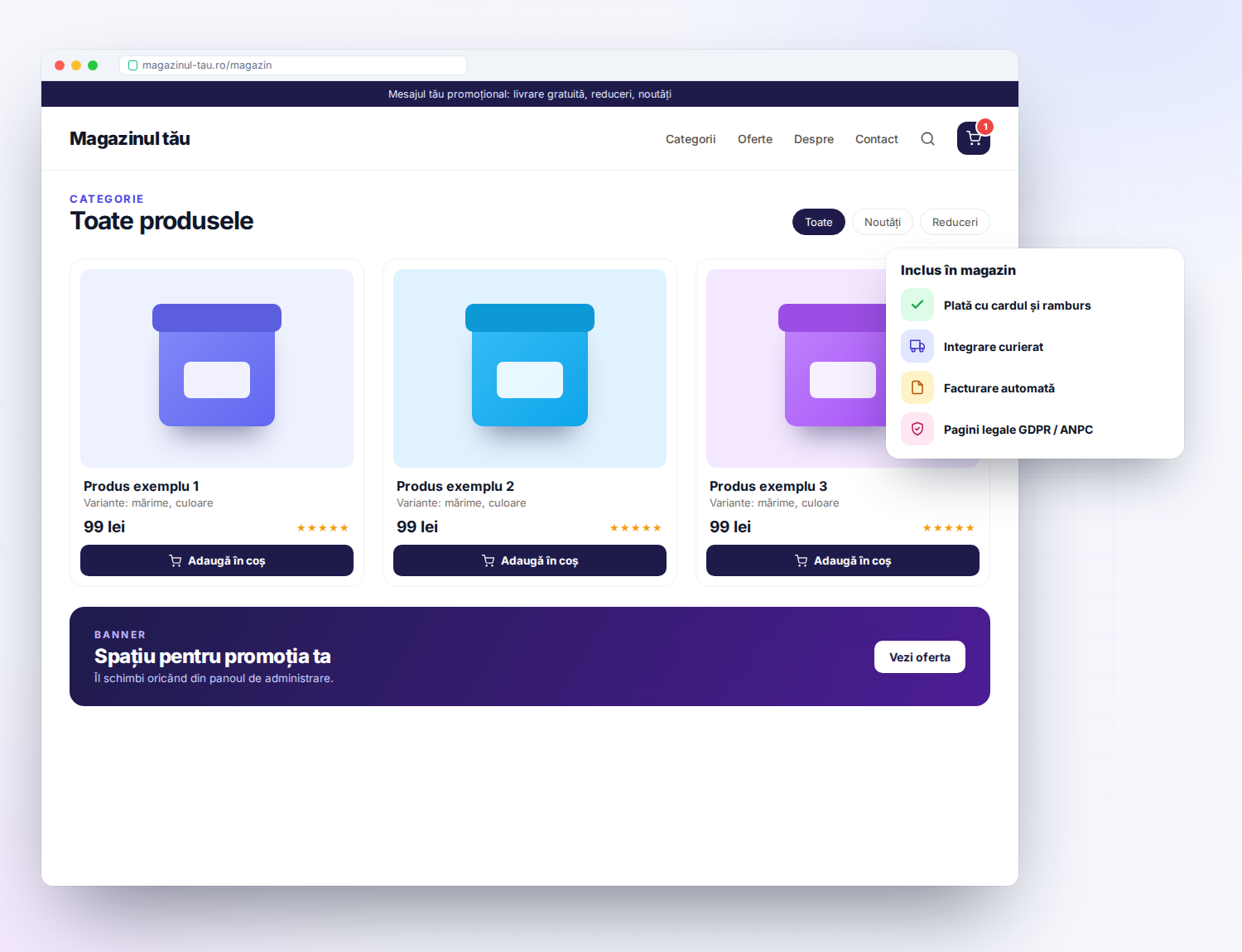 Exemplu de magazin online WooCommerce